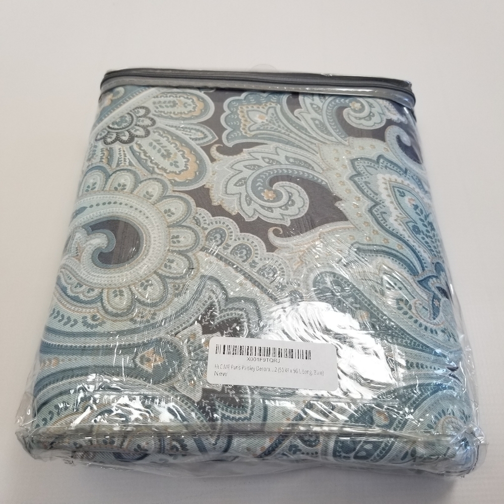 Valencia Blackout Panel Pair Grommet Top Paisley Blocks Light Noise 100"x96" NWT - Picture 4 of 7